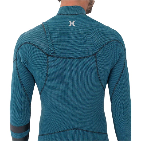 2026 Hurley Da Uomo Plus 4/3mm Chest Zip Muta MFS0012403 - Black / Sky / Blue